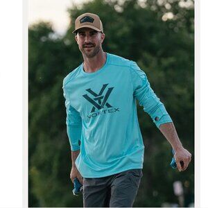 NWT Vortex Optics Sun Slayer Mens Long Sleeve Shirt SZ Small Blue UPF 50 Outdoor